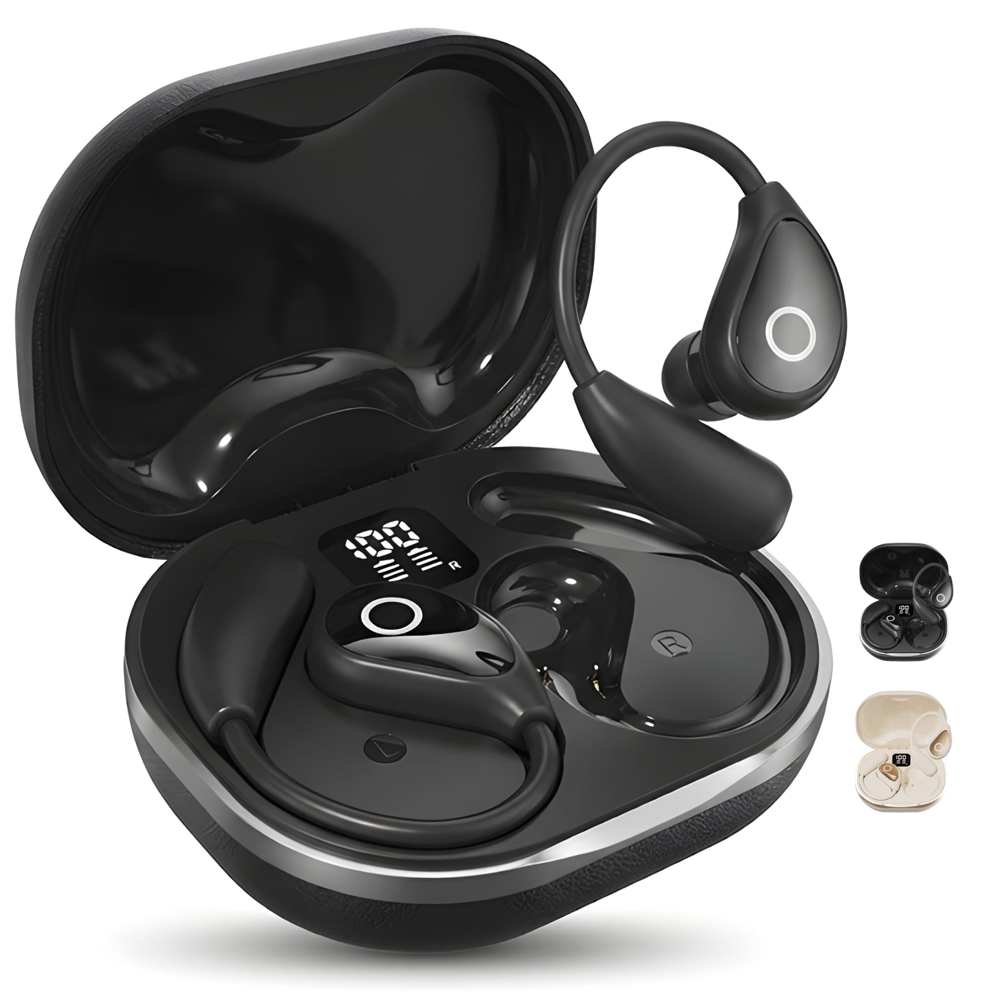 Auriculares inalámbricos Bluetooth, auriculares deportivos M95 con tiempo de reproducción de 60 horas, pantalla de alimentación LED, sonido estéreo, llamadas claras, carga rápida tipo C, auriculares