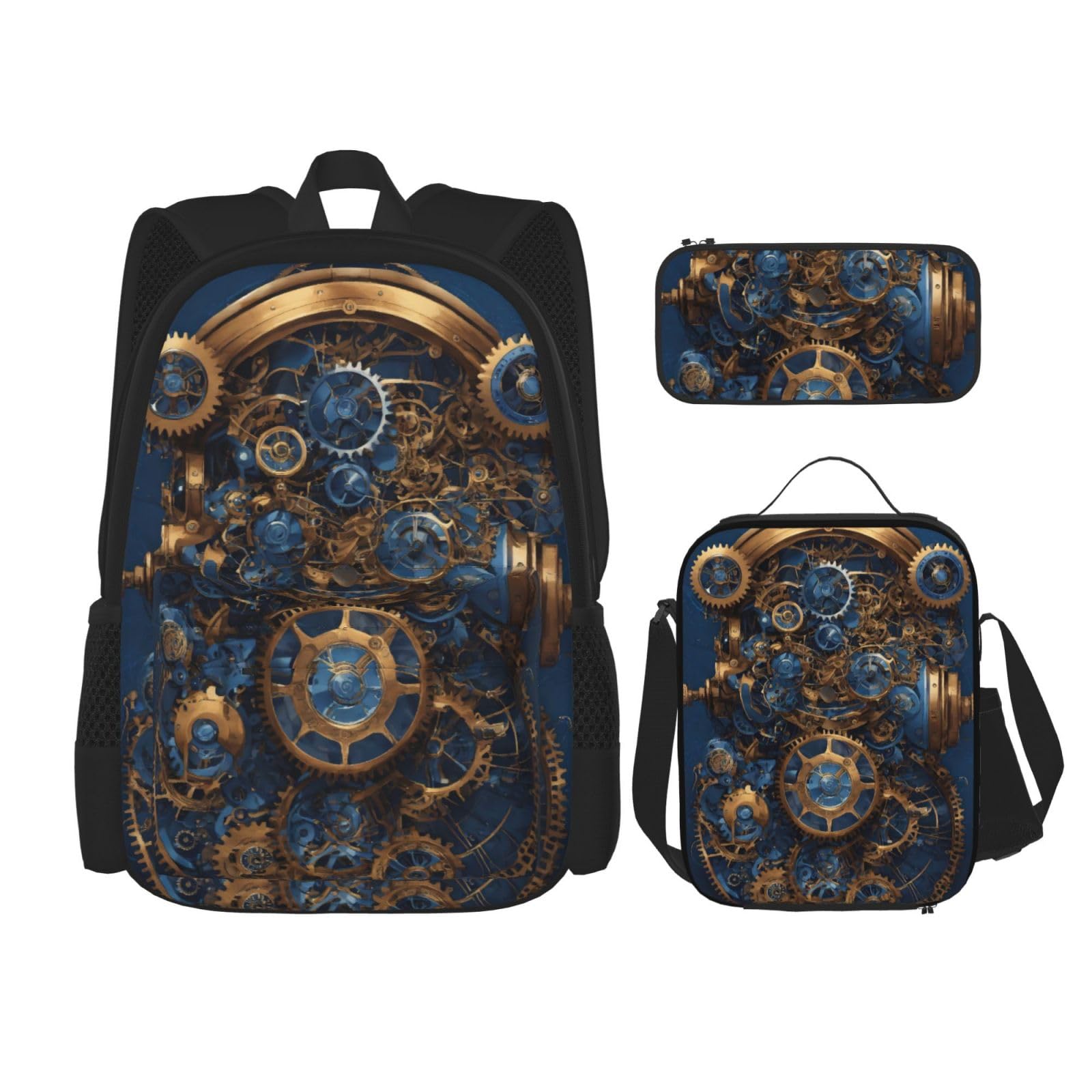 Zaino, borsa portapranzo, astuccio, set da 3 pezzi, per lavoro e