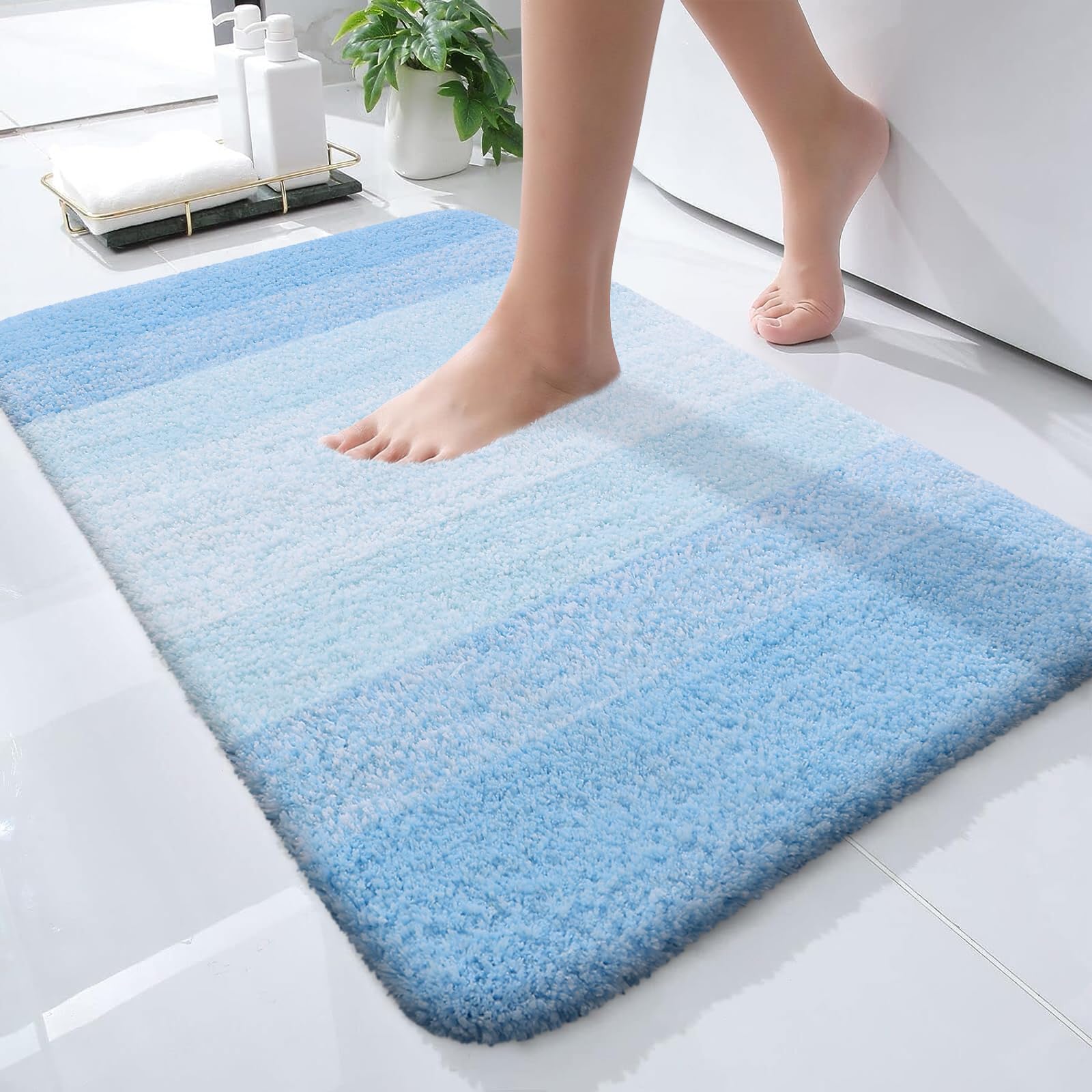OLANLY Bathroom Rugs Mat 24x16, Extra Soft Absorbent Microfiber Bath Rugs, Rubber Backing, Quick Dry, Machine Washable Bath Mats for Bathroom Floor,