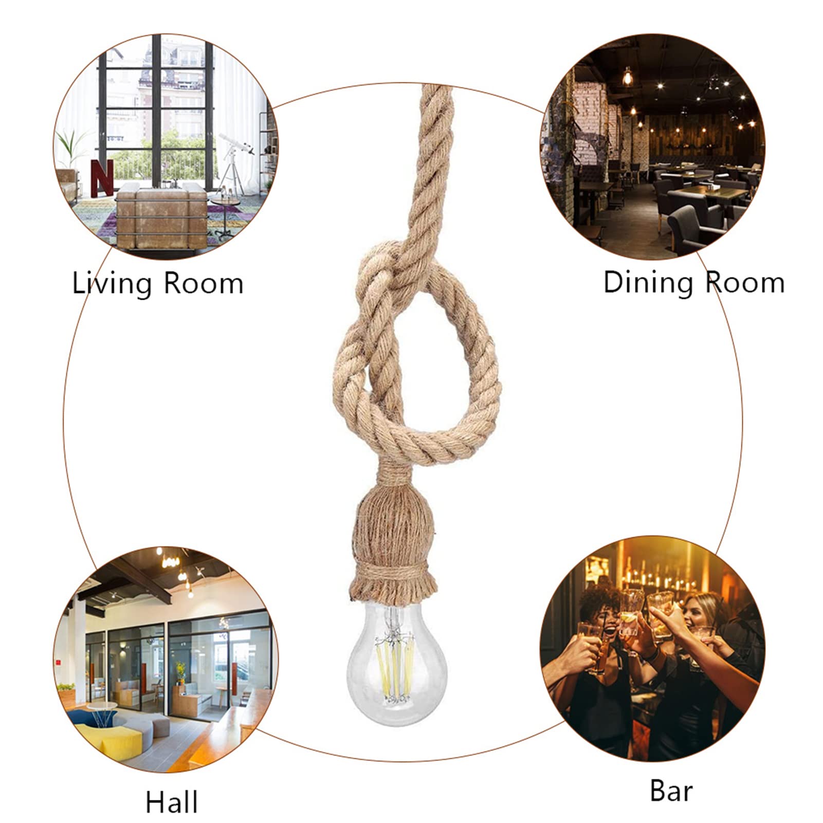 Vintage Hemp Rope Pendant Light Retro Loft Industrial Hanging Lamp Creative Country Style Edison Bulb Lamp Home Light Decoration I2858200342