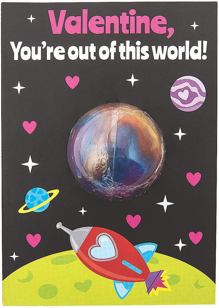 Fun Express Out of This World Rainbow Putty with Valentine's Day Cards - Toys - 12 Pieces