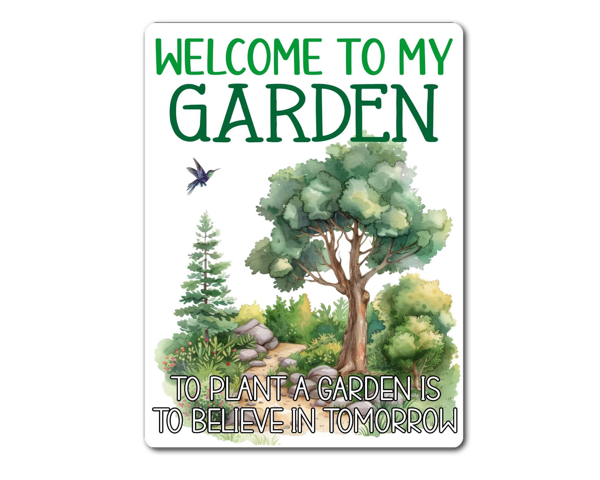 Decalarama Garden Metal Sign Gift - Welcome To My Garden - Cute Fun Novelty Positivity Aluminium Present