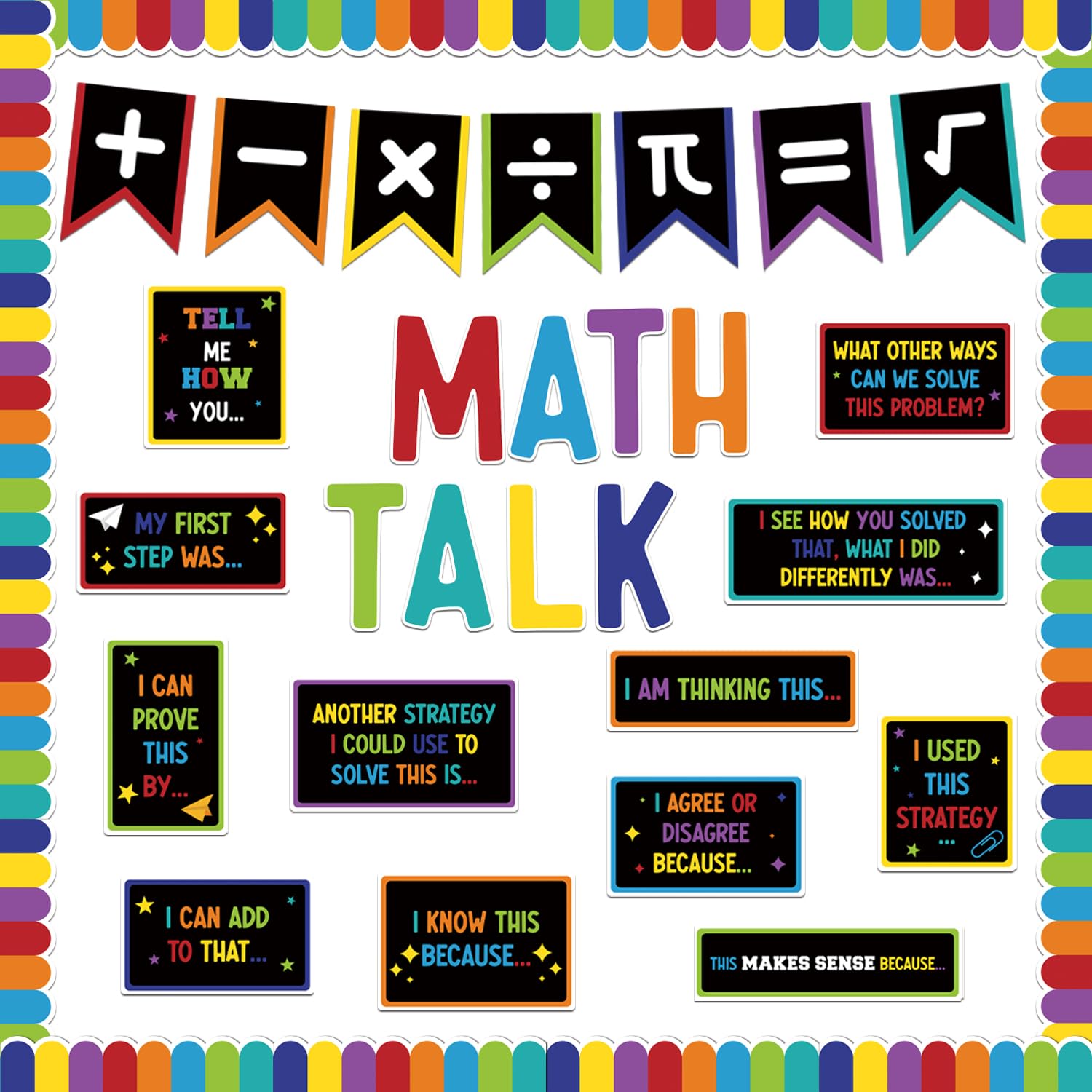 Tableau d'affichage coloré pour les mathématiques avec illustrations claires pour enfants