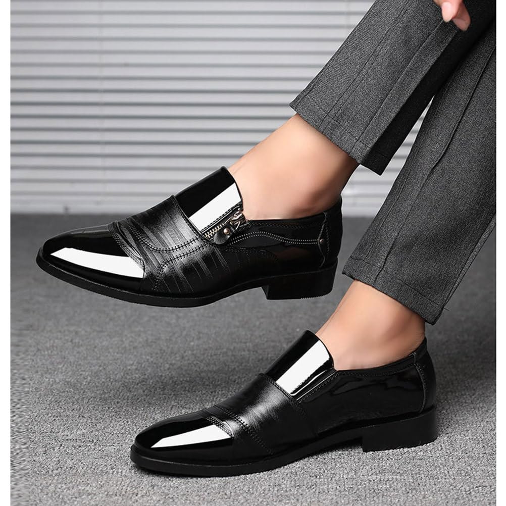 Mocassini Eleganti da Uomo in Pelle Verniciata Classici Stringati Business Scarpe Oxford da Sposa