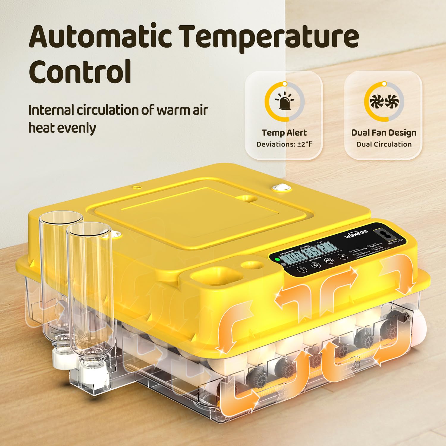 Egg Incubator 36 Eggs Incubators for Hatching Eggs Chicken Egg Incubator with Automatic Egg Turning and Humidity Display, Temperature Control Incubation Day Counter