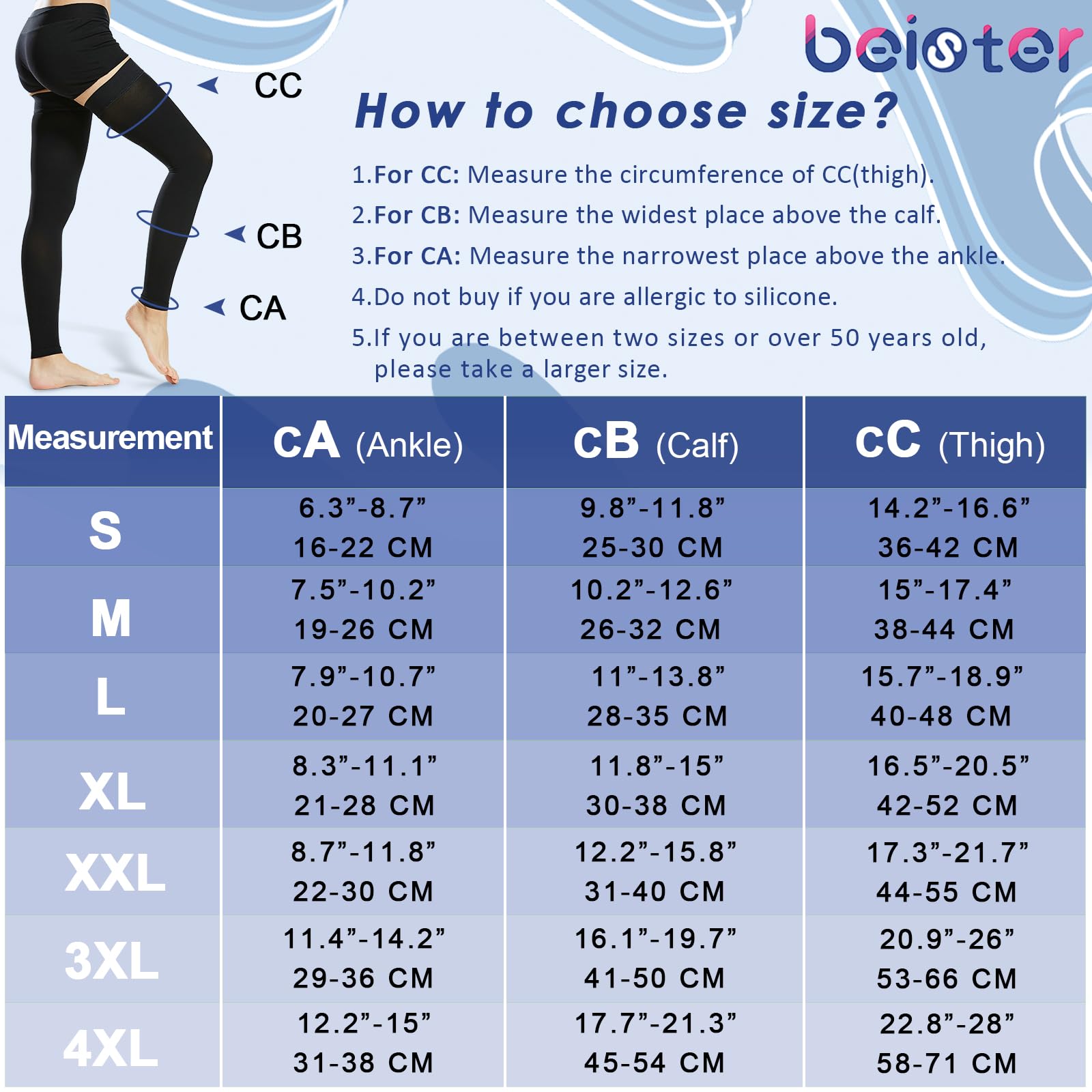 beister 15-20 mmHg Compression Stockings for Women & Men - Image 3