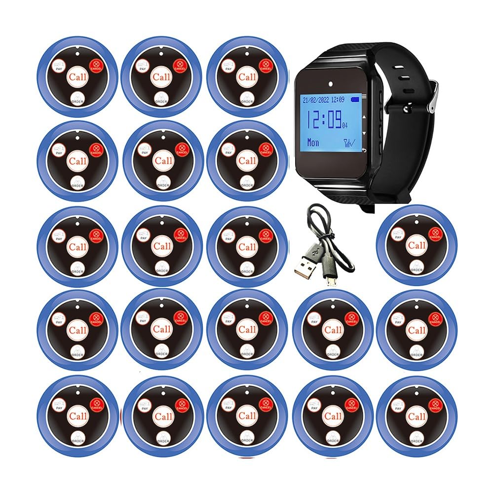 de Llamada Inalámbrica con Buscapersonas para Restaurantes, con Botón de Llamada para Reloj, para Oficinas, Food Trucks, Cafeterías y Restaurantes, Timbre