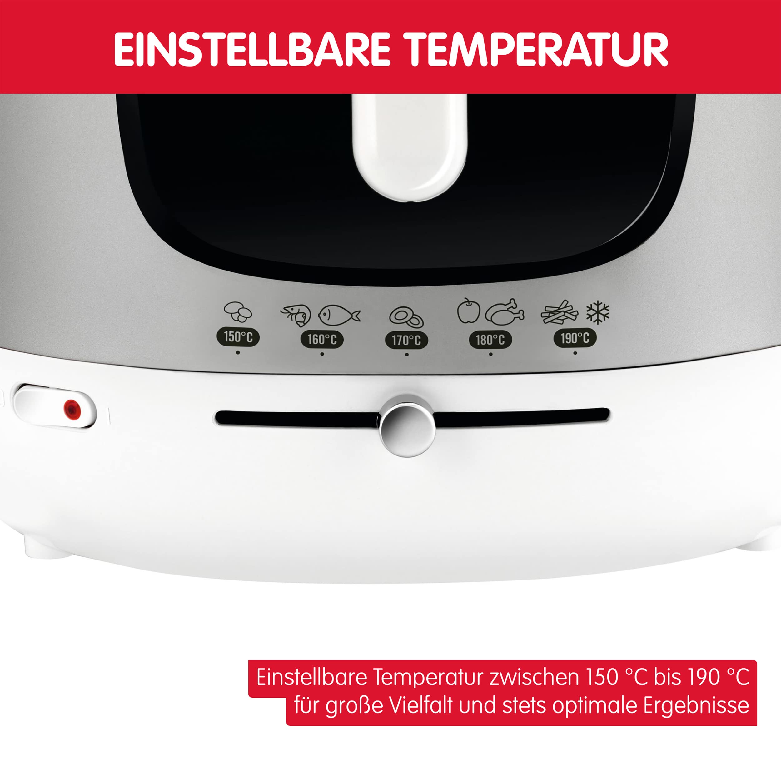 Moulinex Mega 2kg Fritteuse, Fritteuse mit Öl, Anti-Geruchs-Filter, regelbare Temperatur, leichte Reinigung, knusprige Pommes, 1.800 Watt, für bis zu 8 Personen, weiß/silber, AM4800