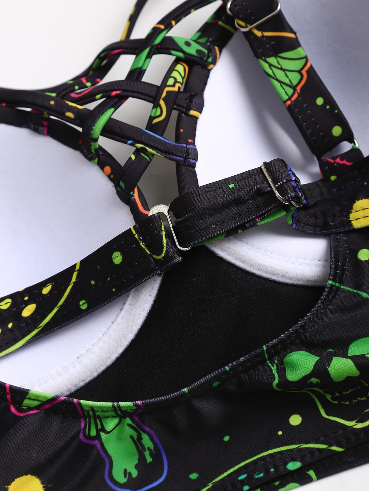 DRESSFO Gothic Galaxy Skull Print Bikini Set Retro Vintage Tummy Control Two Piece Tankini: Multi-a Medium