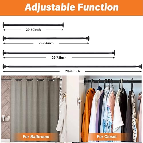 Miniatura 2 de YeYeBest Barra de cortina de ducha resistente, paquete de 2 unidades, conexión telescópica de empalme de 29 a 64 pulgadas, estilo industrial, Need