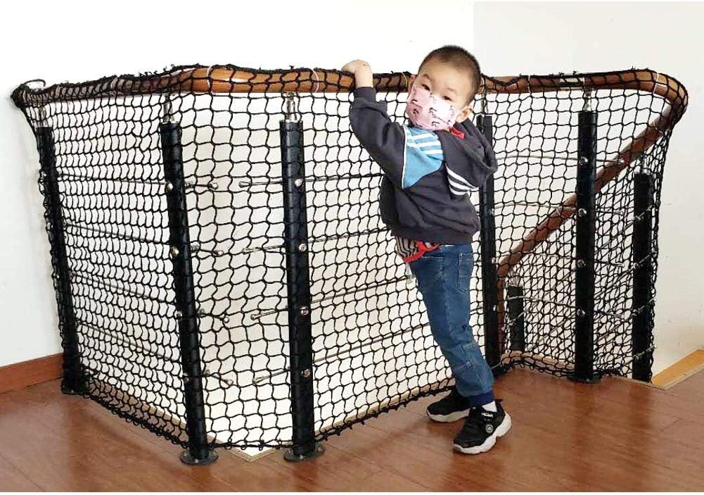 Child Safety Net 3.28ft x 9.84ft Stair Balcony Railing Protector/Pet Toy Anti-Fall Sturdy Polyester Black – 1 Pack