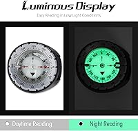 Vista 4 de Brújula de buceo, brújula de buceo profesional impermeable 5ATM con banda de TPU para deportes al aire libre, buceo, vela, senderismo, supervivencia