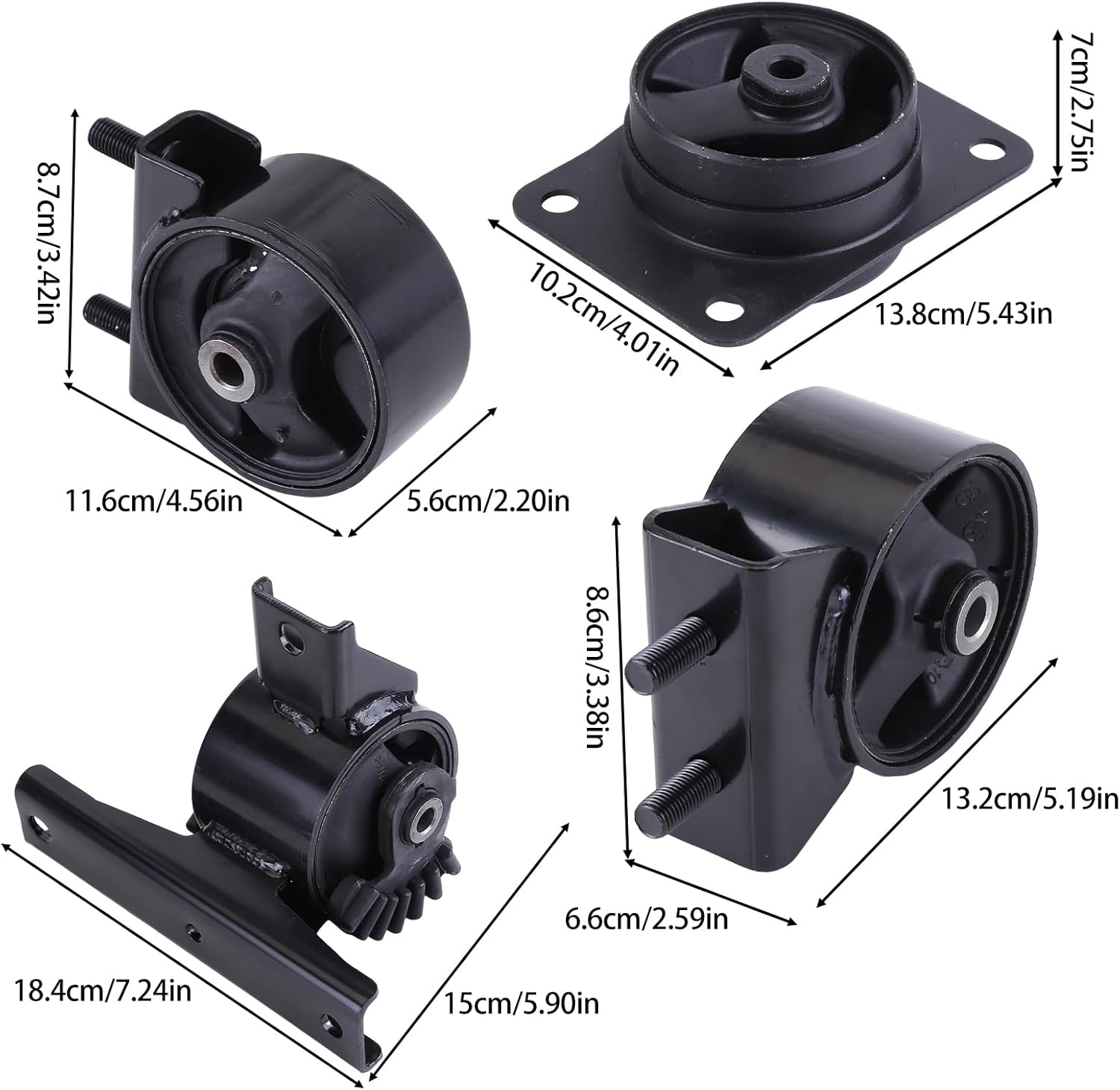 4Pcs Engine Motor Mount and Transmission Mount Set Compatible for Suzuki SX4 2.0L FWD 2007 2008 2009 Auto Transmission - Replaces #11710-80J00 11720-80J00 11610-80J00 11620-80J00