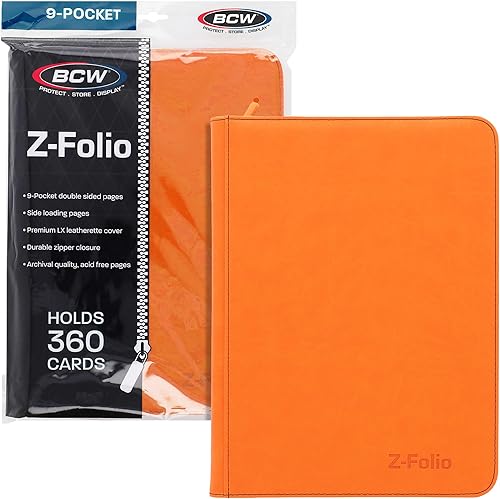 BCW Z-Folio - Álbum LX de 9 bolsillos - Verde  Organizador de tarjetas con cremallera segura  Carpeta de colección de tarjetas de cuero sintético