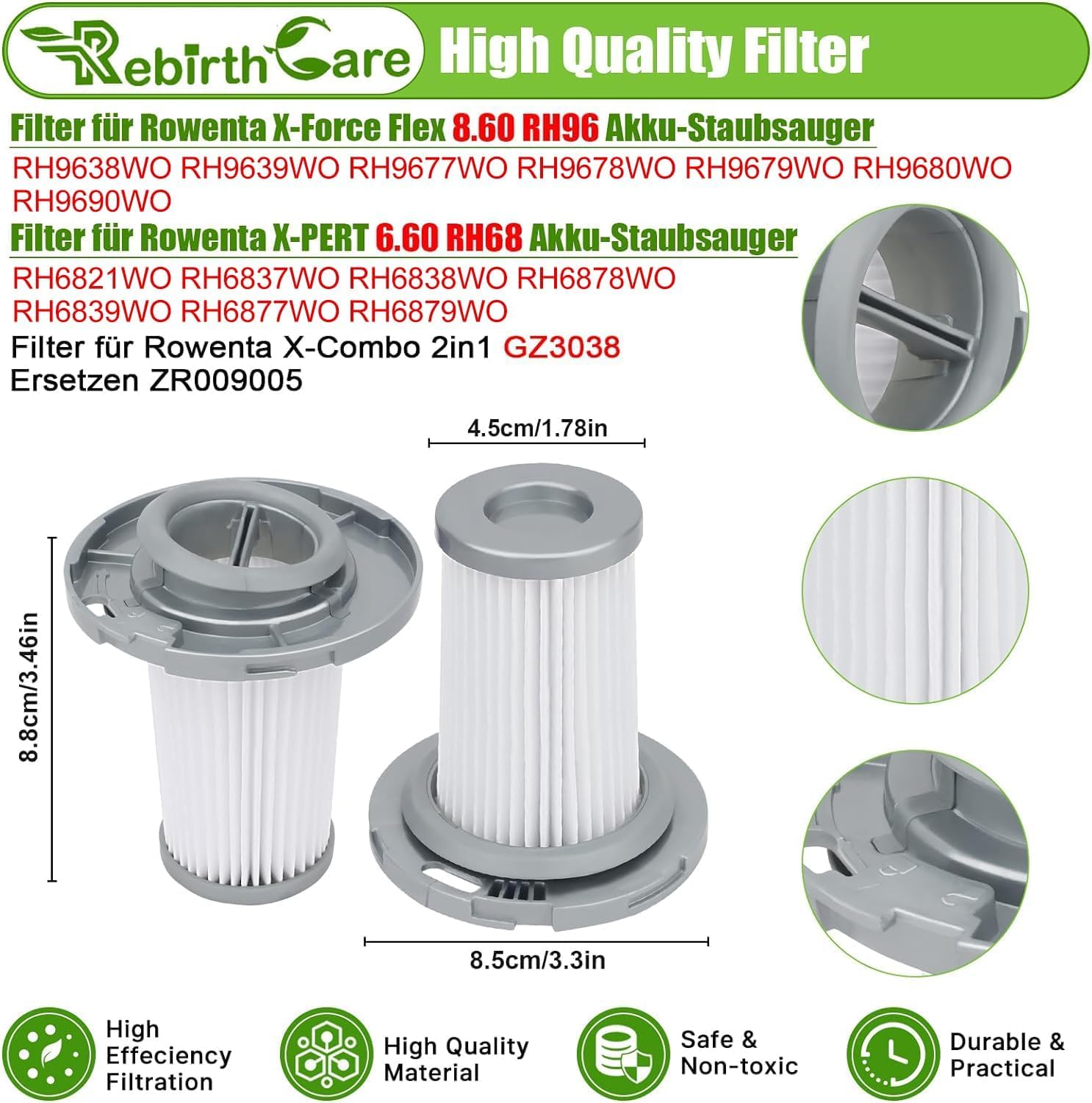 Rowenta ZR009006 Filter für X-Force 8.60 RH96xx, X-Pert 6.60 RH68xx und X-Combo Vacuum & Mop GZ30xx -2St. - Auf Lager, Top-Preise