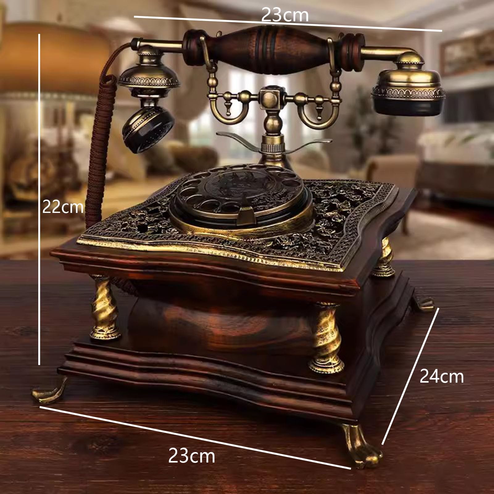 Telefon stacjonarny Retro obrotowy telefon przewodowy telefon przewodowy z 1921 r. w starym stylu z funkcją ponownego wybierania dla domu biurowego
