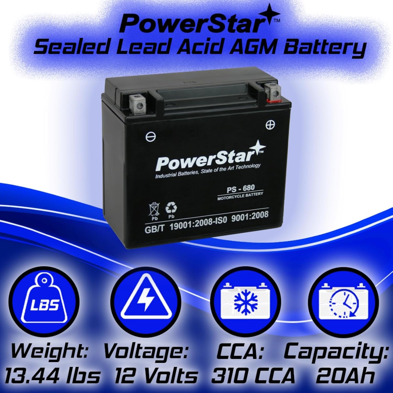 PowerStar PS-680 Atv Battery Compatible with Can-Am Renegade 570 X mr 2017 to 2018
