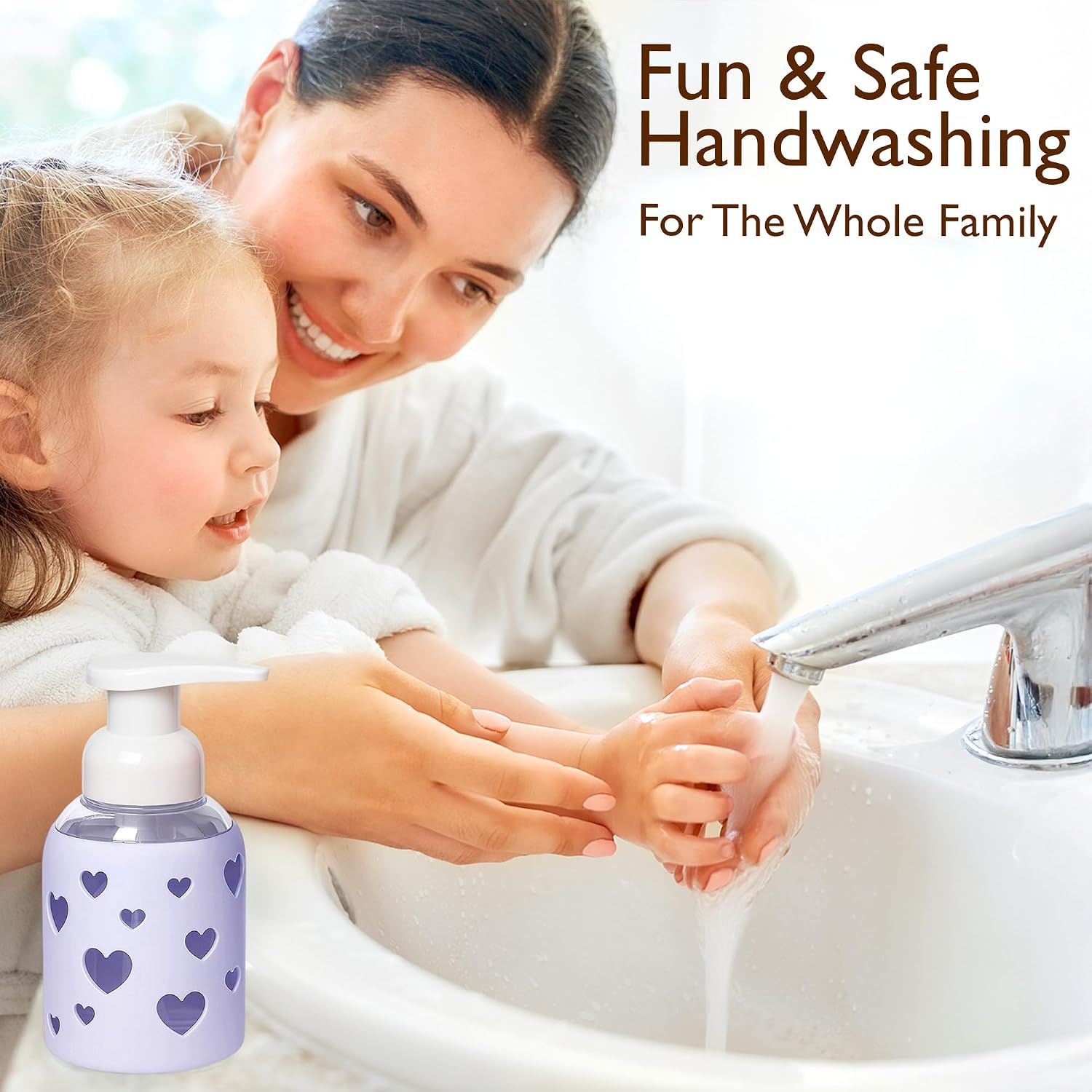 Foaming Hand Soap Dispenser Glass, Soft Purple, 8oz