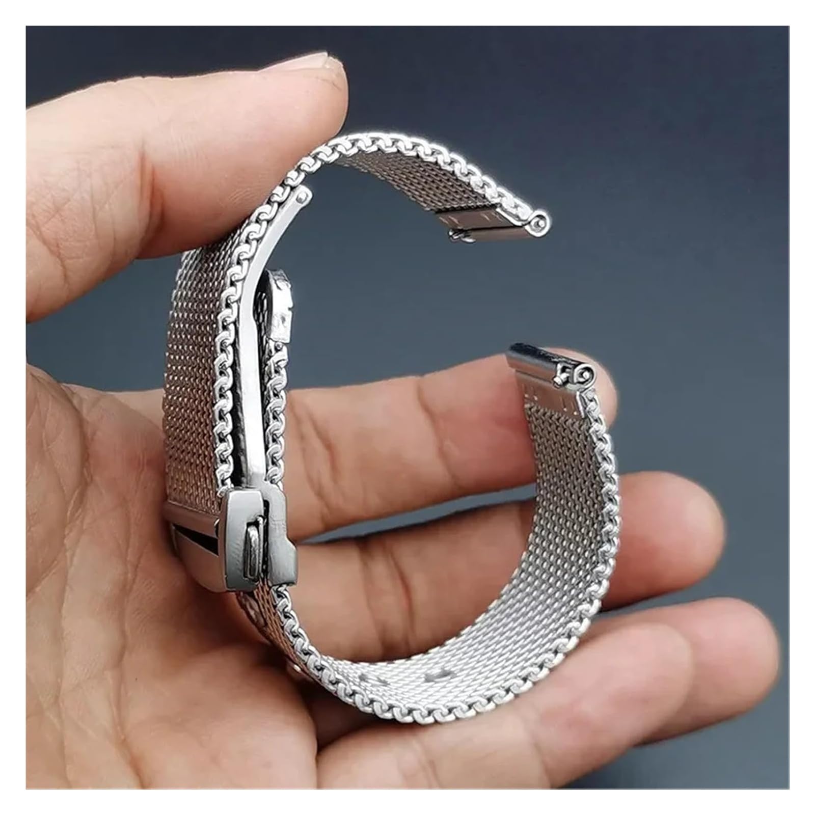 Metalowe Paski Do Zegarków, Pasek Ze Stali Nierdzewnej Z Siateczki 20 Mm/22 Mm, Uniwersalny, Męski, Damski, Metalowy Pasek Z Siateczki Do Zegarków Kwarcowych Lub Smartwatchy/Sier/22Mm