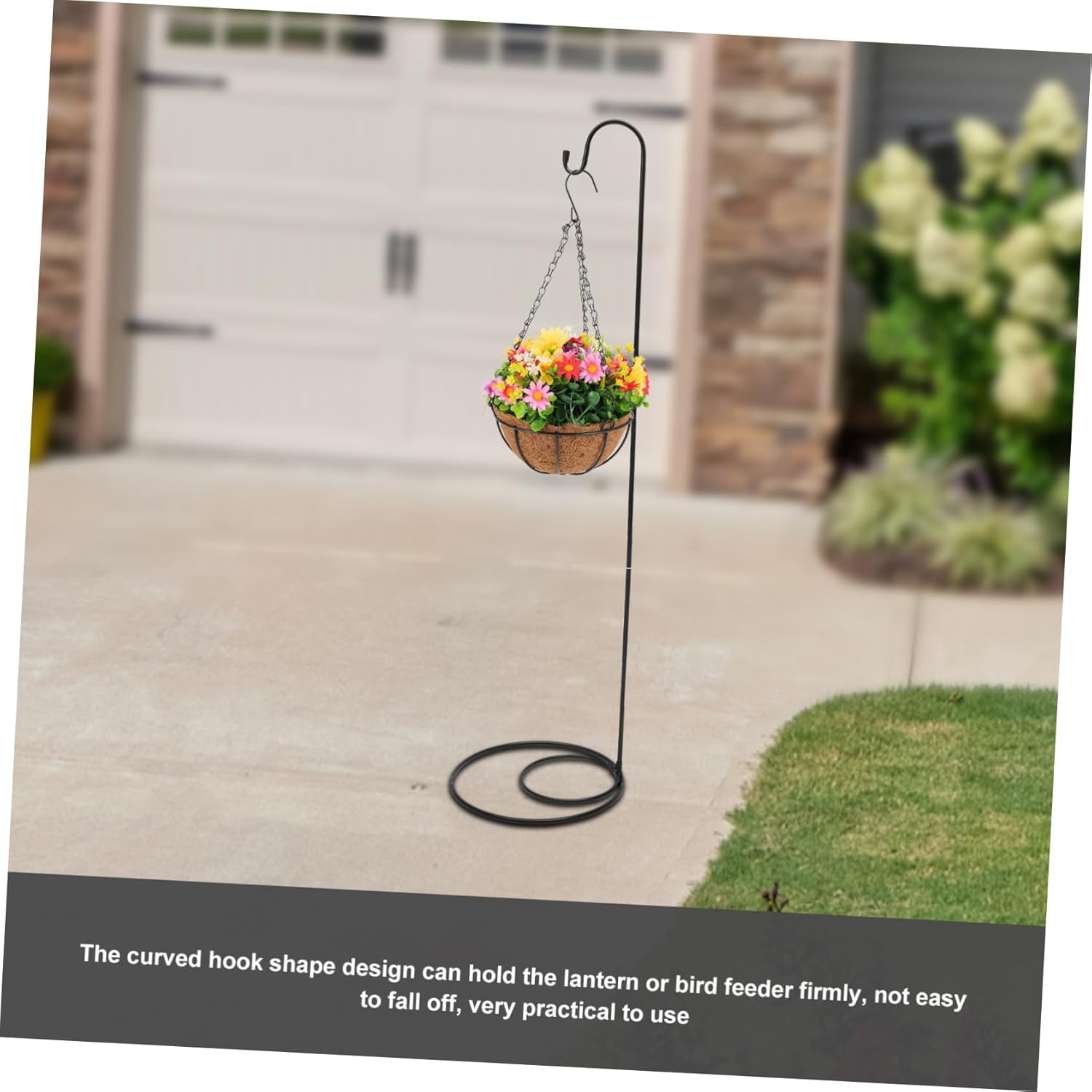 Shepherd Hook Pole Outdoor Iron Garden Inserted Hook Rust-Proof Crook Perfect for String Lights Lanterns