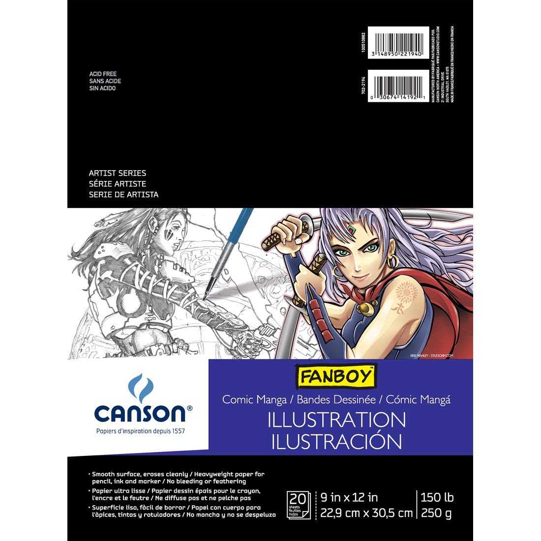 Canson Bloc-Notes de Bande dessinée/Manga, Papier, Blanc, 22,9 x 30,5 cm