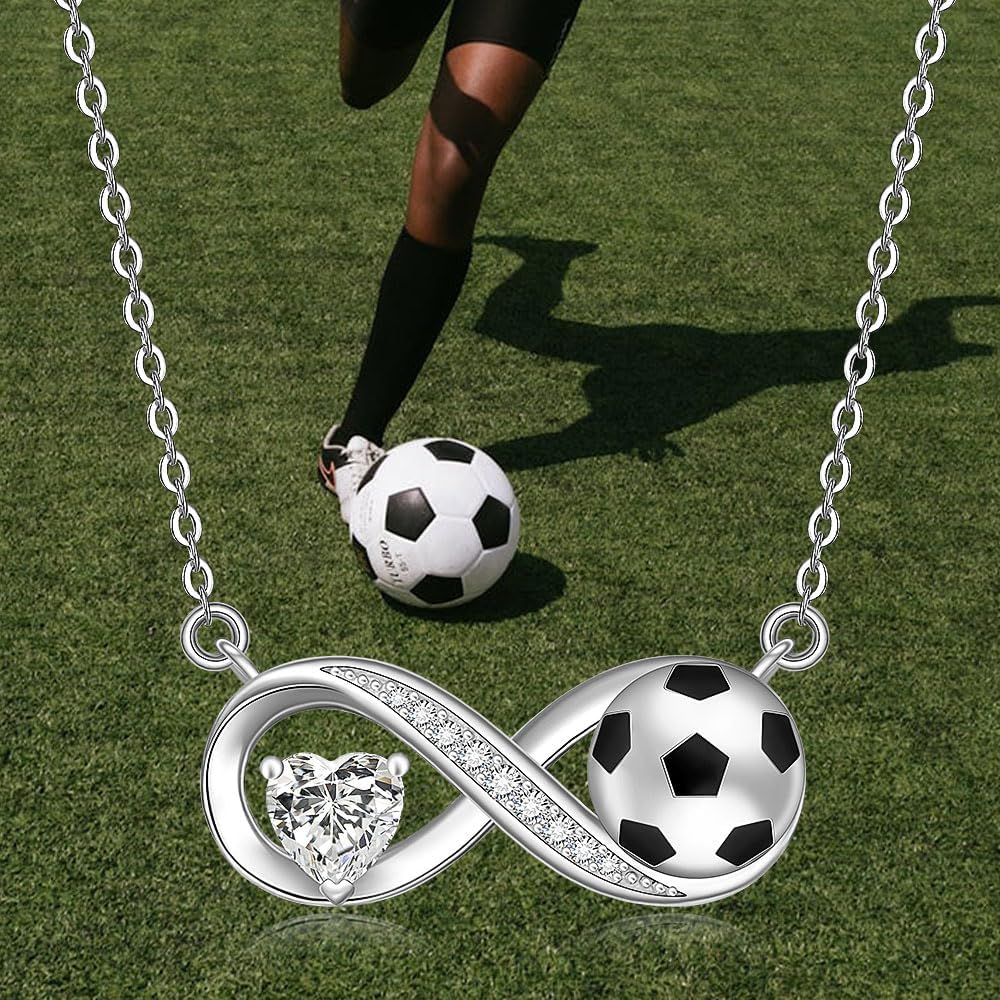 Fenthring Football Necklace for Women 925 Sterling Silver Soccer Necklace Infinity Soccer Football Necklaces Womens Mothers Day Christmas Gifts Jewelry - Image 4