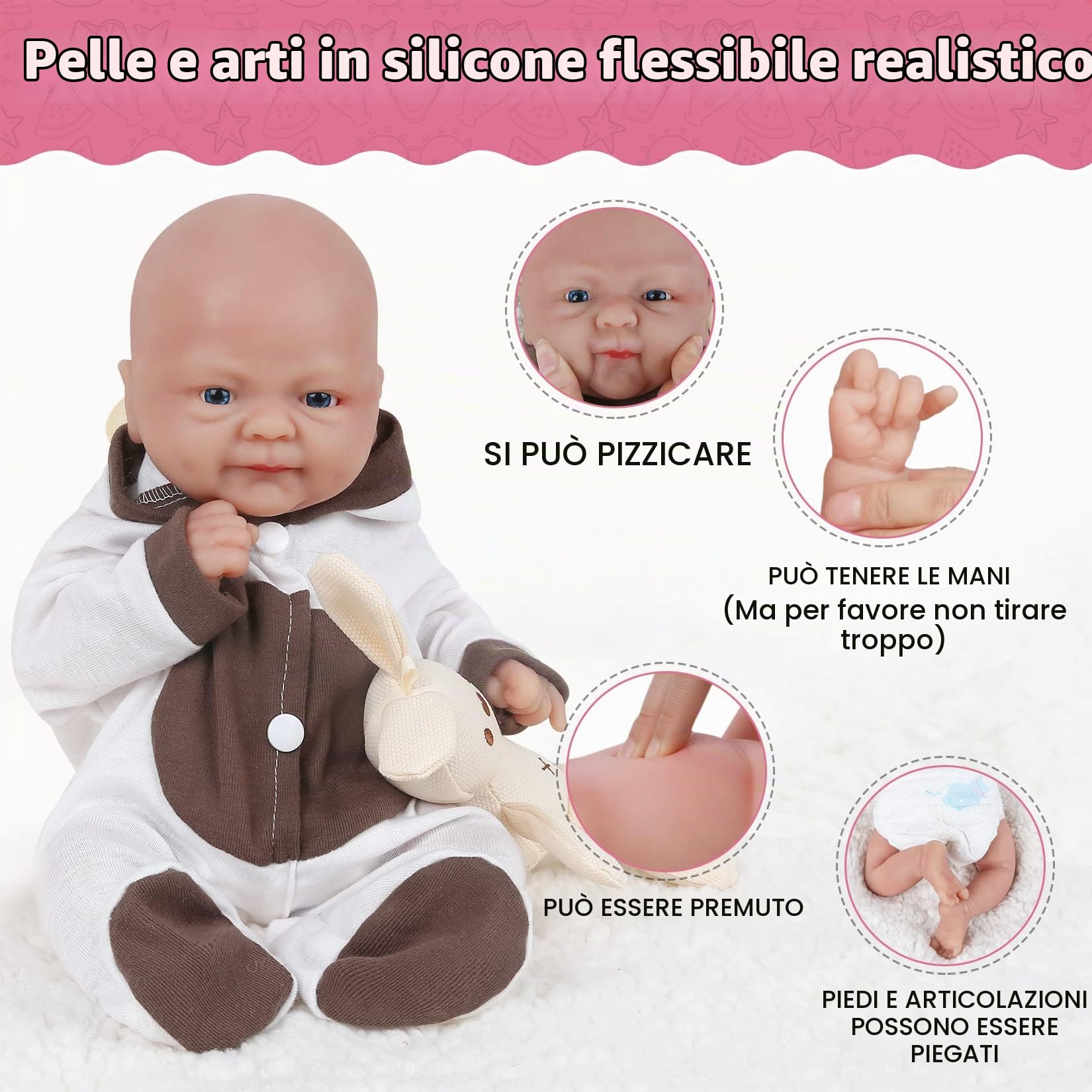 Bambola Neonato In Silicone Snodabile Con Giunti Sferici, Modello Realistico Per Addestramento Fotografico E Pratica Di Posa, Con Valigia Inclusa