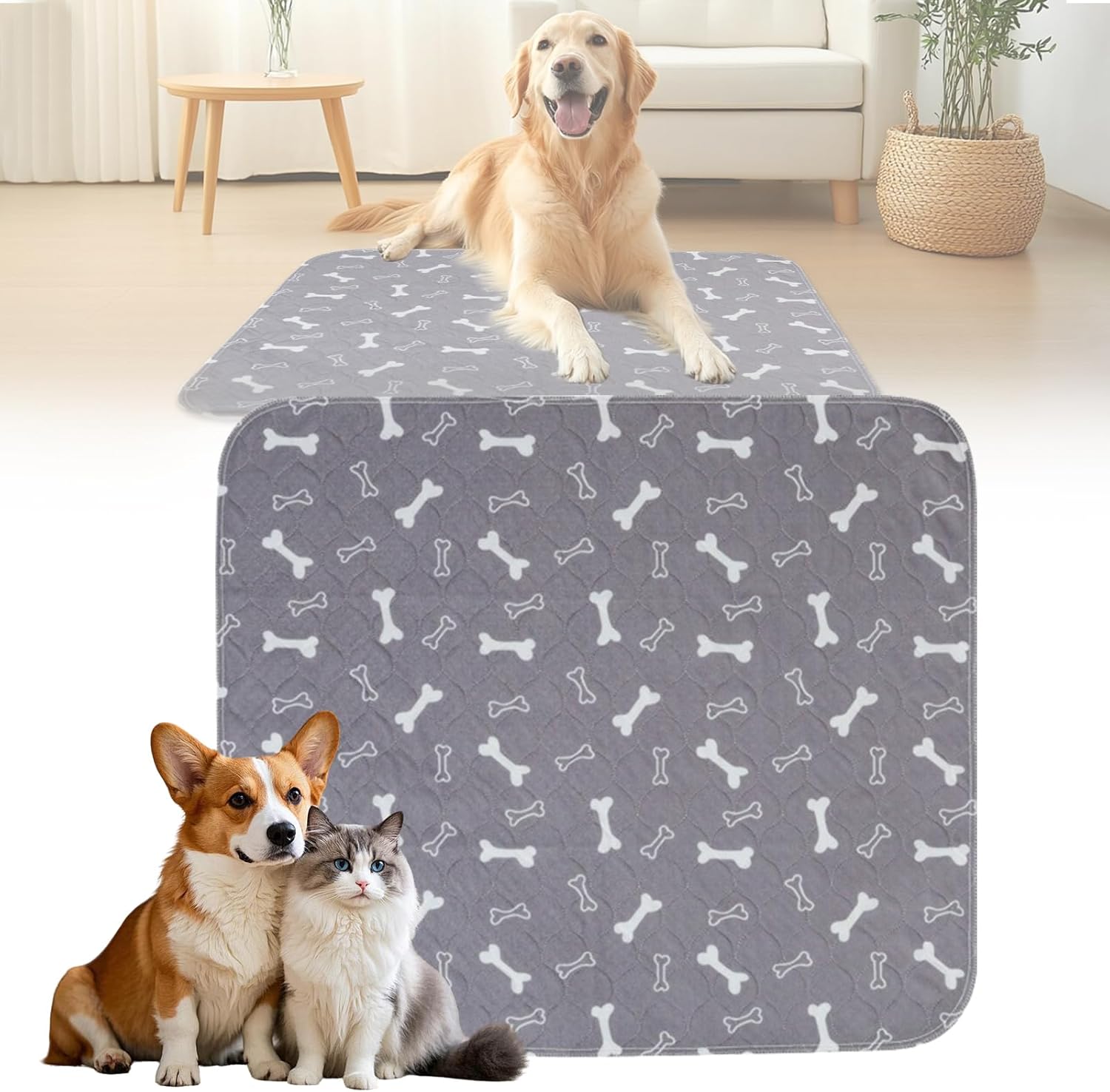 Puppypad Pee Pads for Dogs,Puppy Pads with Pheromones,Washable Reusable Puppy Pads Washable for Dogs & Cats, Durable Leak-Proof & Anti-Slip Pet Training Pads for Home & Travel （L