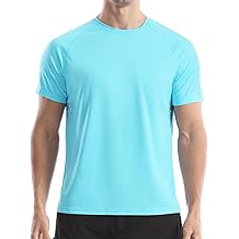 Men's UPF 50+ Swim Shirts, Sun Protection Short Sleeve Rash Guard, Quick Dry T-Shirt for Fishing and Surfing