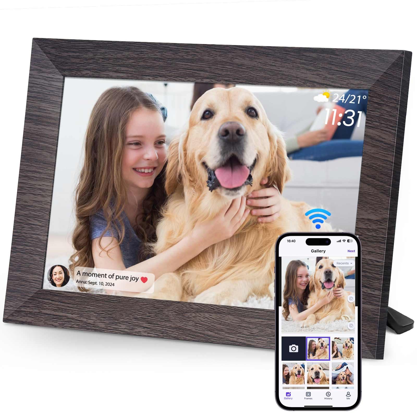 Ekasoco 10.1 Inch Digital Photo Frame - WiFi Digital Picture Frame Built-in 32GB Memory, 1280x800 IPS Touchscreen Digital Frame Easy Setup, Auto-Rotate, Share Photos & Videos Anywhere via Uhale