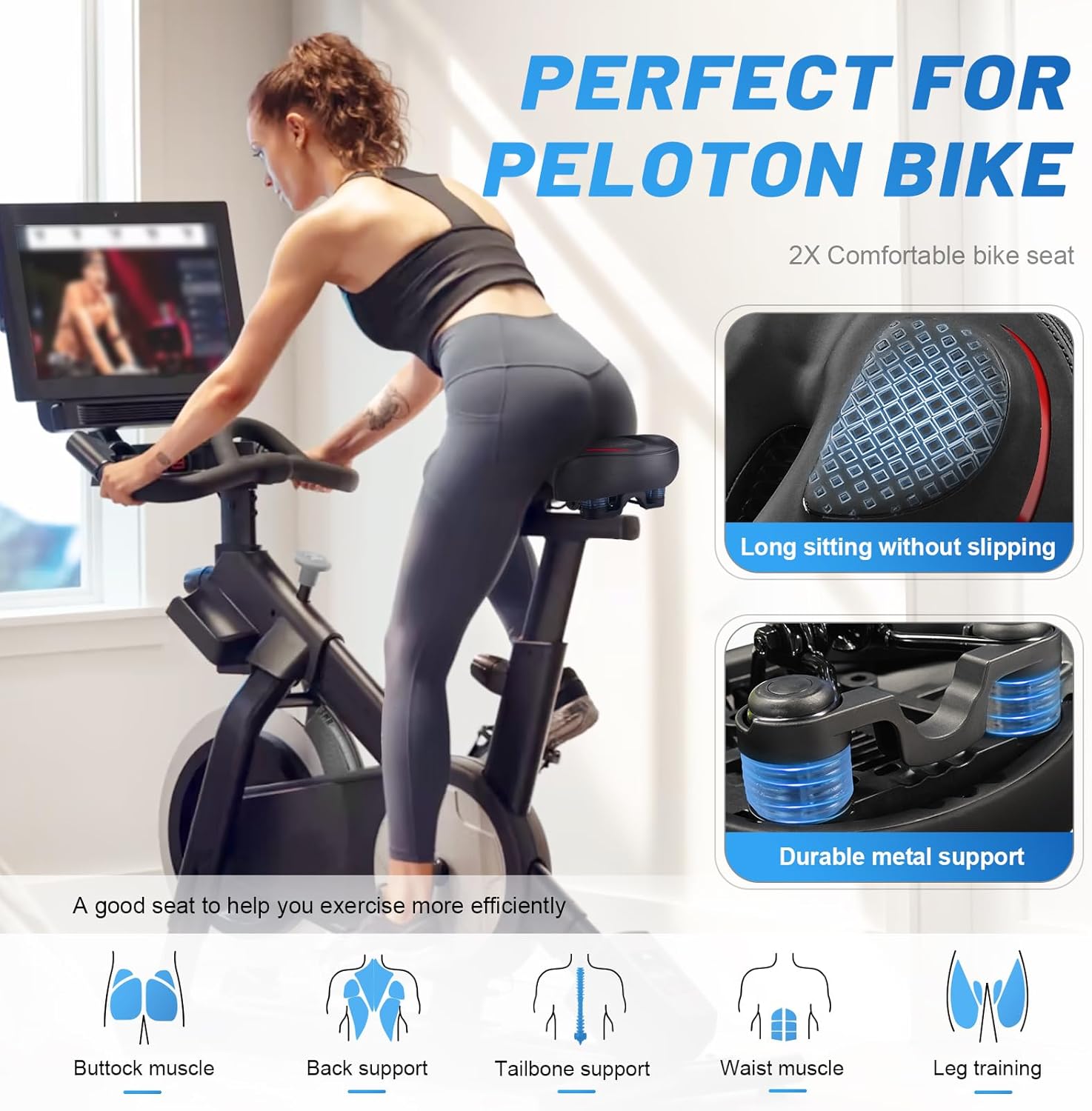 Xmifer Oversized Bike Seat - Comfortable Bicycle Saddle, Middle Groove Design, 2.95" Thick Memory Foam, Universal Fit Indoor Outdoor, Exercise or Road Bikes
