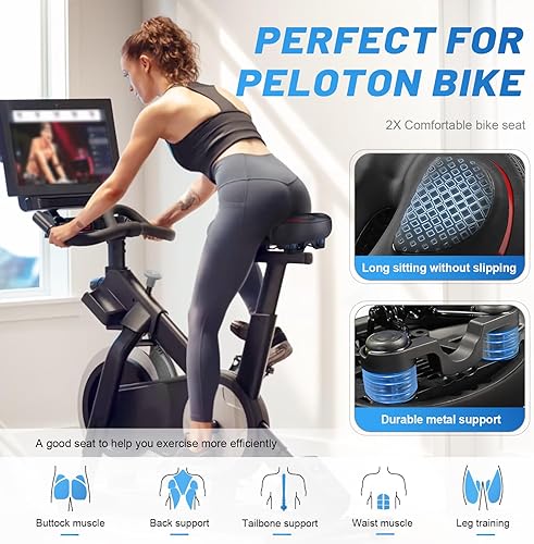 Vista 13 de Xmifer Asiento de bicicleta de gran tamaño, cómodo sillín de bicicleta, diseño de ranura media, espuma viscoelástica de 2.95 pulgadas de grosor