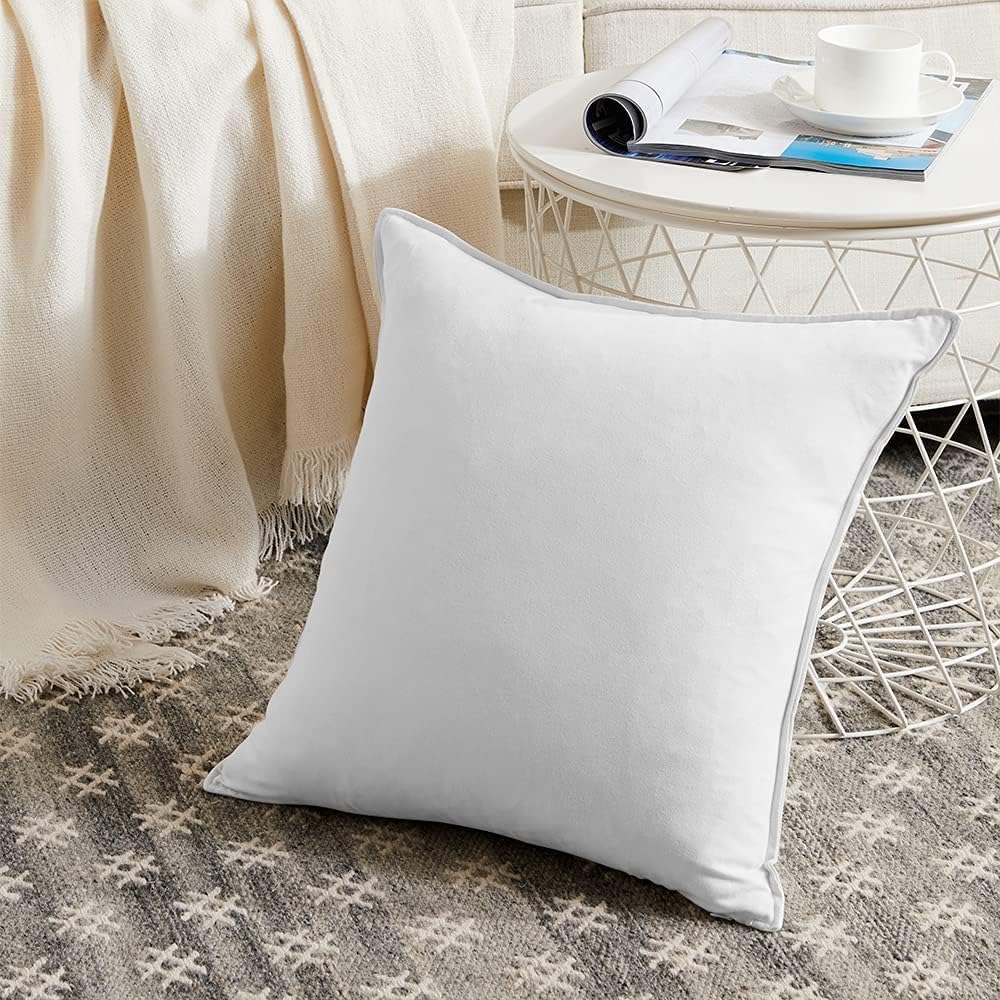 Fancy Homi 4 Packs Pure White Decorative Throw Pillow Covers 16x16 inch, Super Soft Faux Suede Decor Square Pillow Covers, Solid Cushion Cover for Couch Living Room Sofa Bedroom 40x40 cm image 2