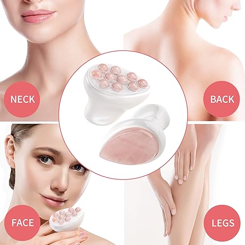 Miniatura 6 de BEAUTYFACTOR Juego de rodillo de jade y Gua Sha para cara ojos cuello alivio de la hinchazón corporal aprieta la piel y reduce las arrugas y la