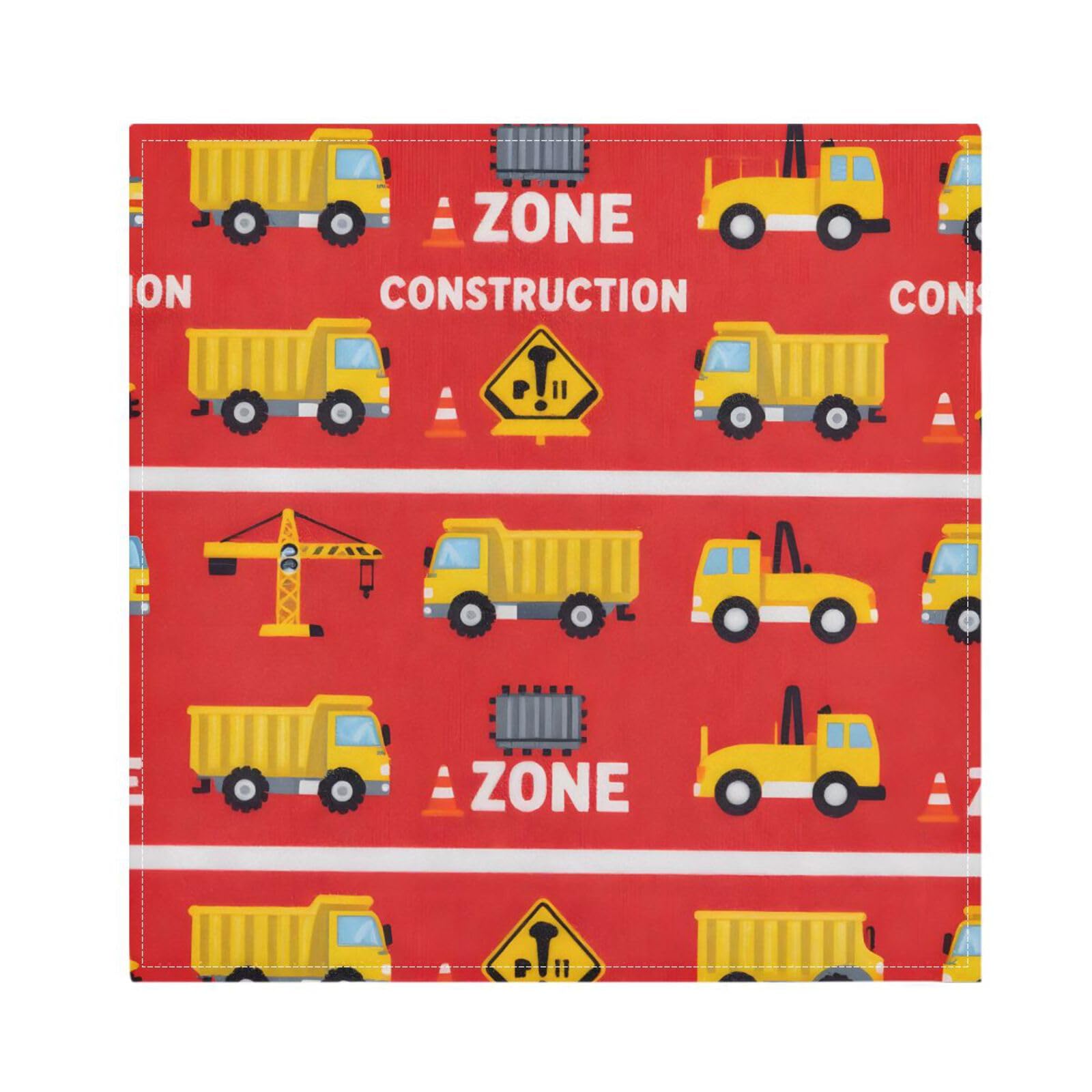 Ttgoth Construction Vehicles Cloth Napkin Set of 6 Washable & Reusable Dinner Napkins for Dining Table, Banquets, Wedding, Party, 50x50 cm
