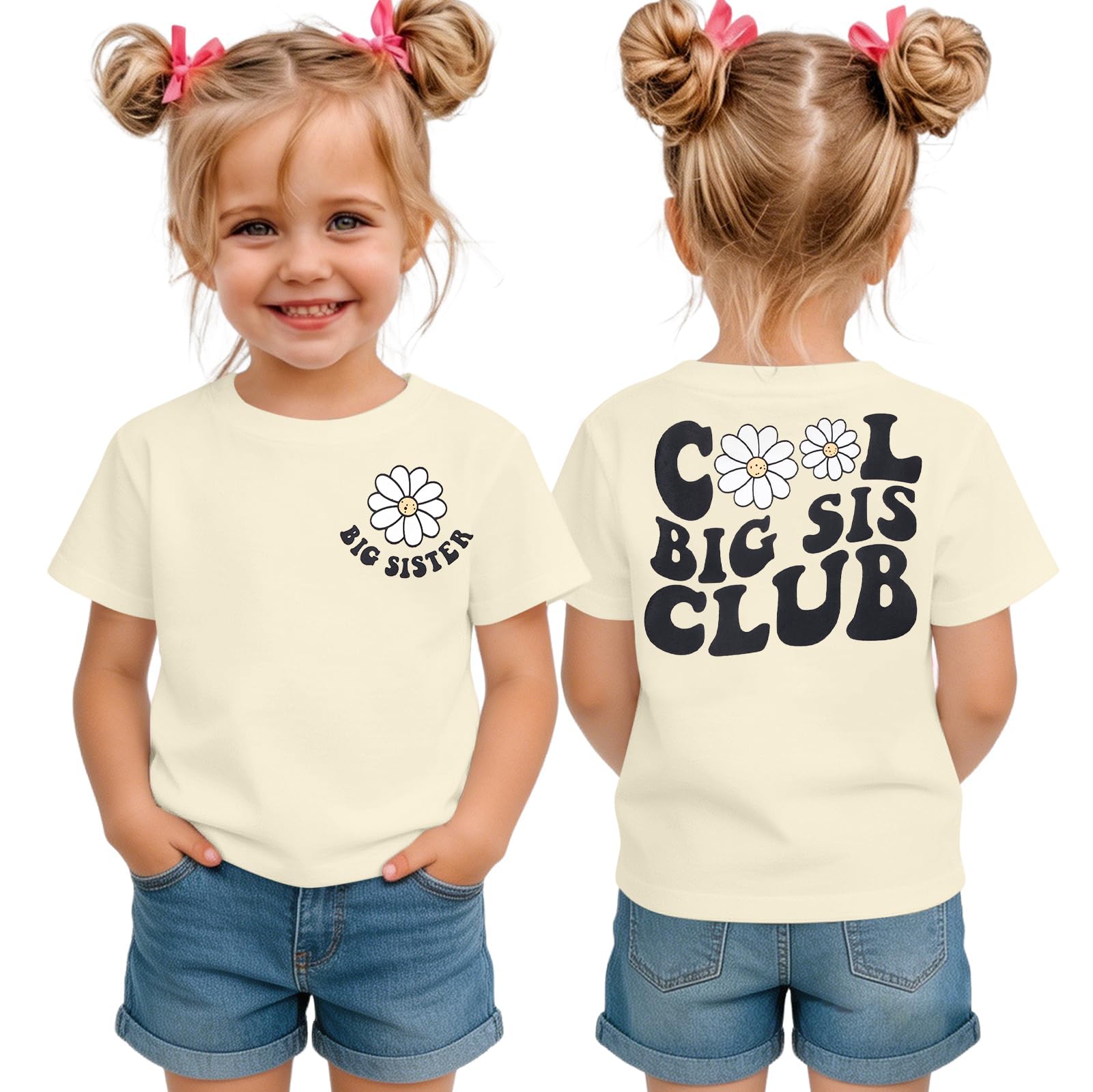 LOTUCY Toddler Girls Big Sister Shirt Cool Big Sis Club Announcement Outfit