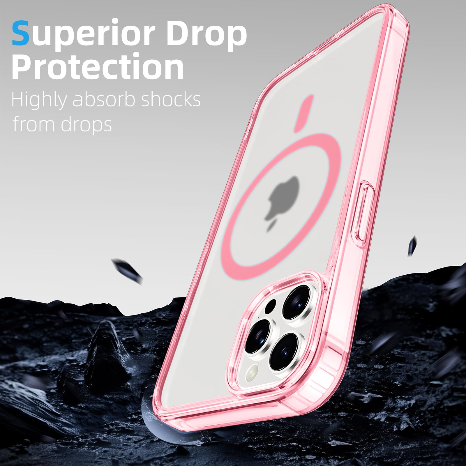 Anlalish Trasparente Cover per iPhone 16 Pro Max Compatibile con Magsafe, Custodia iPhone 16 Pro Max Magnetica Antiurto Protezione con Supporto (Grigio