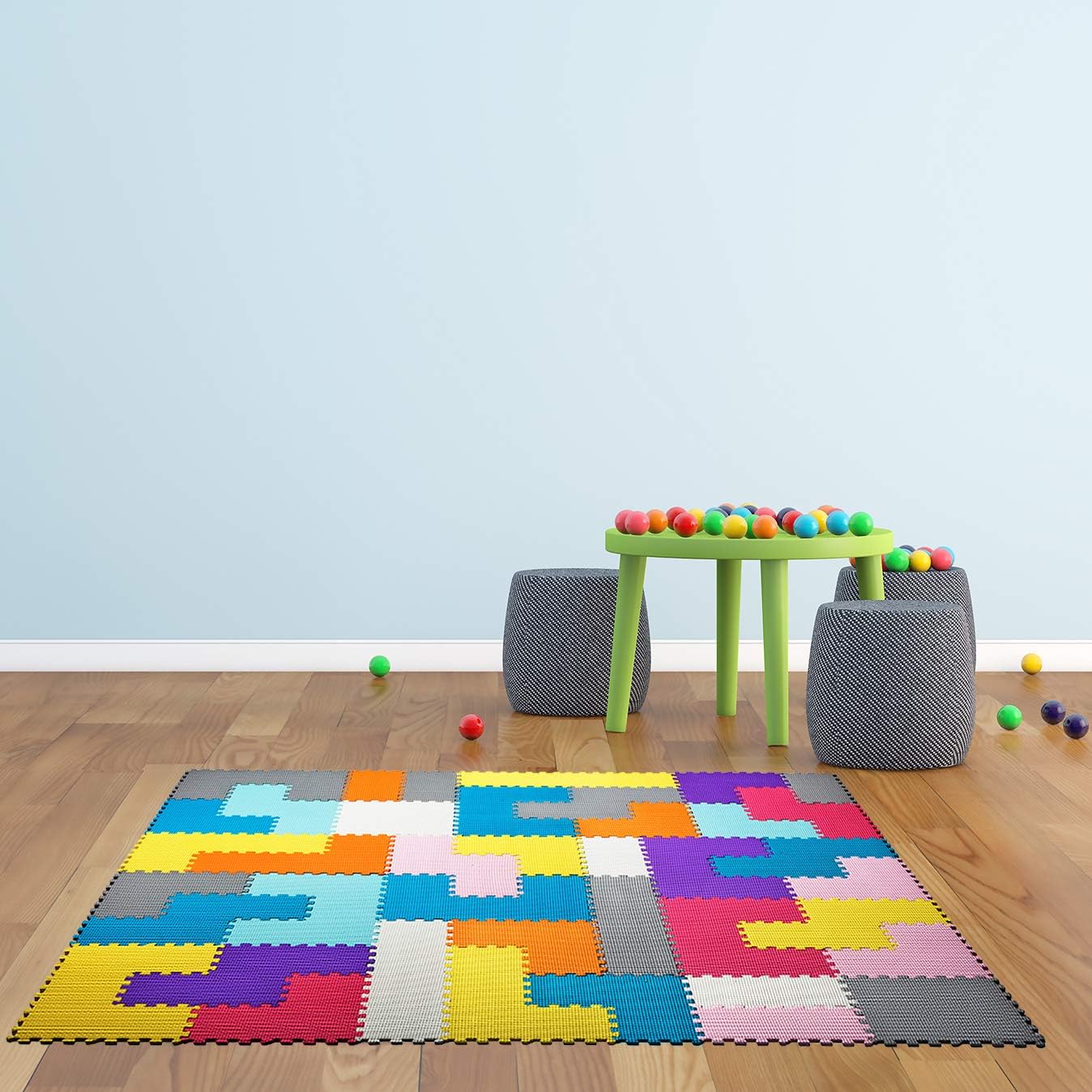 Interlocking Foam Mats for Kids – Floor Mats for Kids - Puzzle Mats for Floor - Colorful Floor Mat – Soft, Reusable, Easy to Clean, Non-Toxic