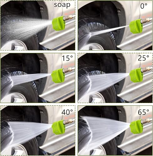 Miniatura 5 de Paquete de 2 boquillas de lavado a presión 6 en 1 con cambio rápido de 14 pulgadas y conexión de enchufe ajustable, 4000 psi