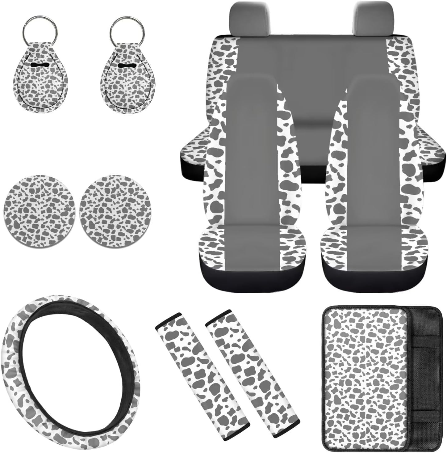 Sunflower Hummingbird 12 Pcs Car Seat Covers Full Set with Steering Wheel Cover,Seat Belt Covers Cup Holder Center Console with Keychain Universal Fit for Cars SUV