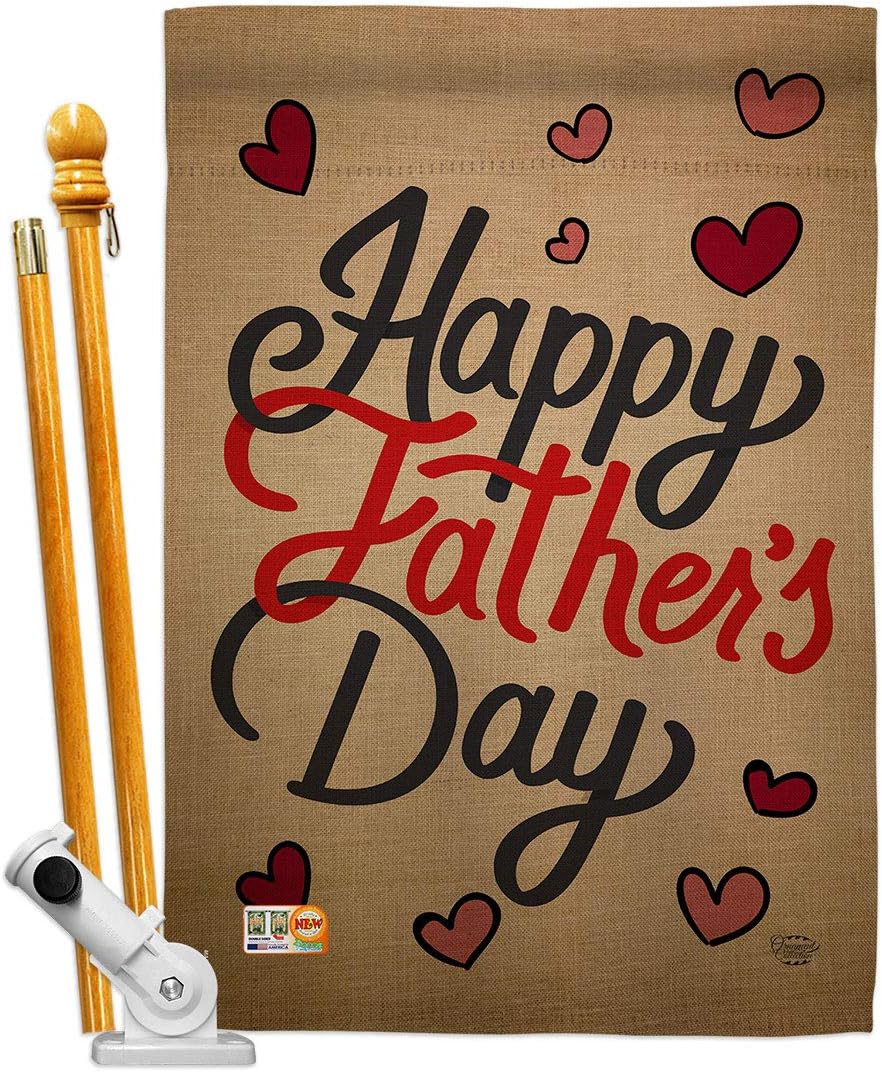 Happy Fathers Day House Flag Family Father Dad Daddy Papa Grandpa Best Parent Sibling Relatives Grandparent Small Decorative Gift Yard Banner Double-Sided Made In USA 28 X 40