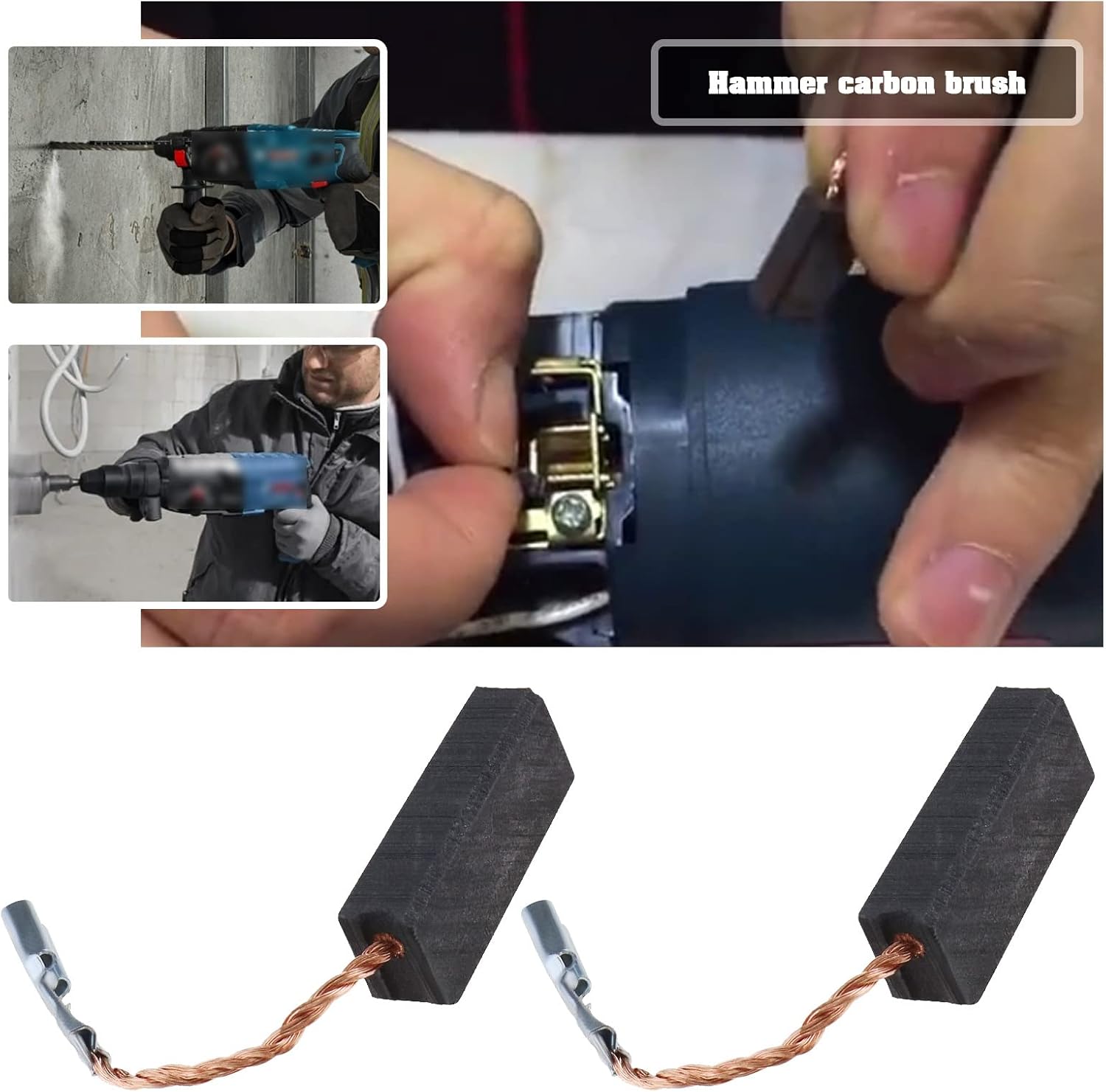 ECSiNG 2 Pairs Carbon Brushes Compatible with Bosch GBH 2-24 DFR/GBH 2-24 RLE/GBH 2-24 DSR/GBH 2-24 DSE Rotary Hammer Drills Power Tools Electric Tools 5x8x19.5mm