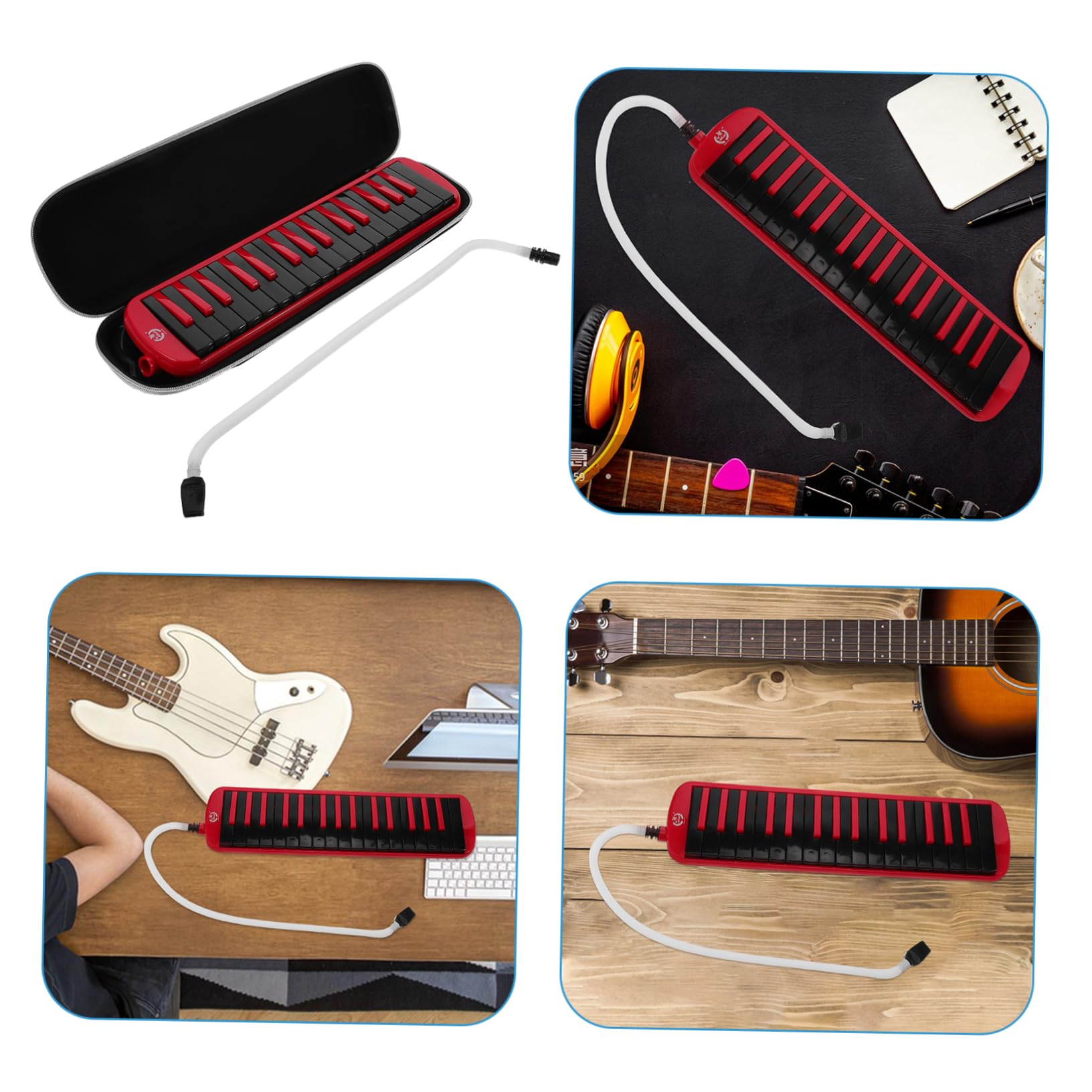 Melodica Klawisze Instrument Dęty z Ustnikiem i Torbą Transportową Dla Początkujących i Dorosłych Idealny Do Edukacji Muzycznej i Ćwiczeń