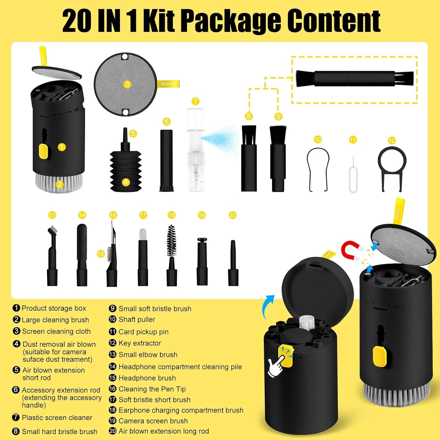 MeRaYo Multipurpose 20 in 1 Electronic Gadget Laptop Cleaner Kit Gadget Laptop Cleaning Kit Combo for Mobile Keyboard Computer Device (Black Color) MeRaYo Multipurpose 20 in 1 Electronic Gadget Laptop Cleaner Kit Gadget Laptop Cleaning Kit Combo for Mobile Keyboard Computer Device (Black Color)