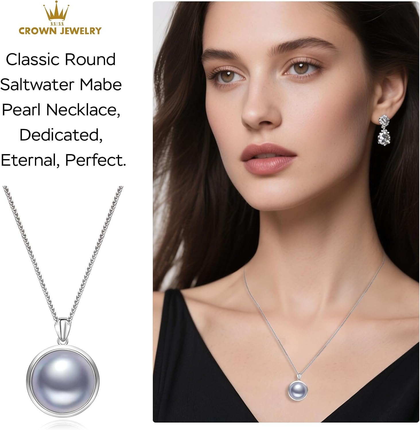 Gifts for Wife Women Anniversary -Mabe Pearl Necklace -Mom Girlfriend Her Fine Jewe... - Image 3