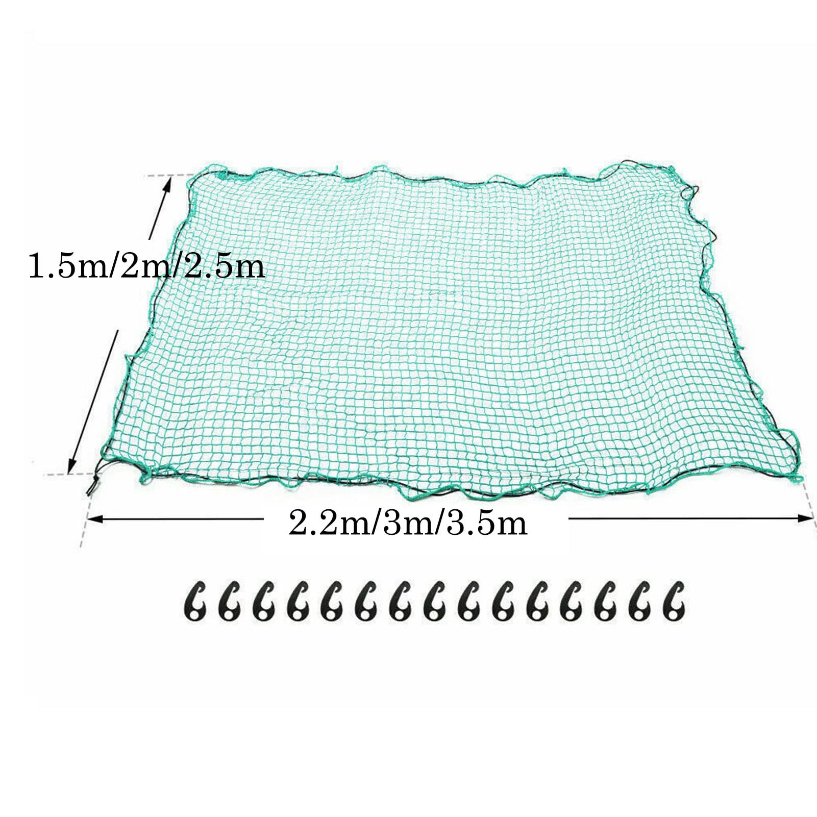 Robustes Gepäcknetz für Pickup-LKW, mit 12 Haken, Anhängergepäcknetz für Dachträger, Größe 1,5 x 2,2 m, Grün