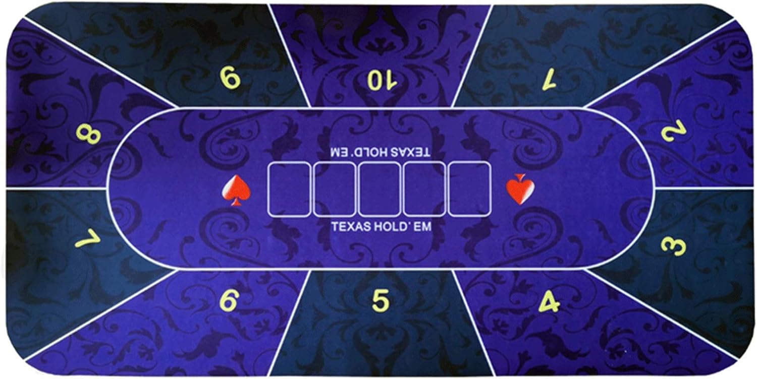 Game Poker Table mat Portable Poker Table Top 1.20.6m Hold'em Texas Poker Mat Black Jack Baccarat Dice Durable Rubber Home Gaming Desk Pad (Color : LUE Purple)