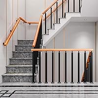 Vista 7 de 42/40/38/36/34in Square Stair Baluster Posts- 270° Adjustable Metal Railing Spindles with Flat Bracket Base and Screws Kits; Iron Posts are Suitable