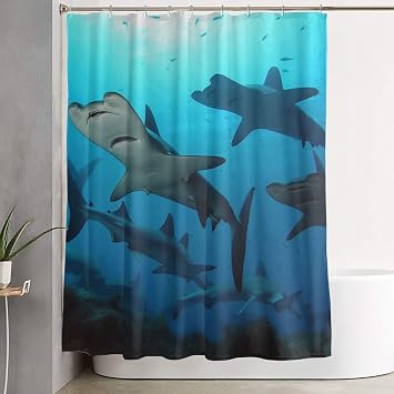 Shower Curtain with 12 Hooks Heavy Duty Thick Waterproof Shower Curtain for Bathroom Hammerhead Sharks Farmhouse Bathroom Curtain Decorative Bath Curtain for Bath Decor 72"x 60"