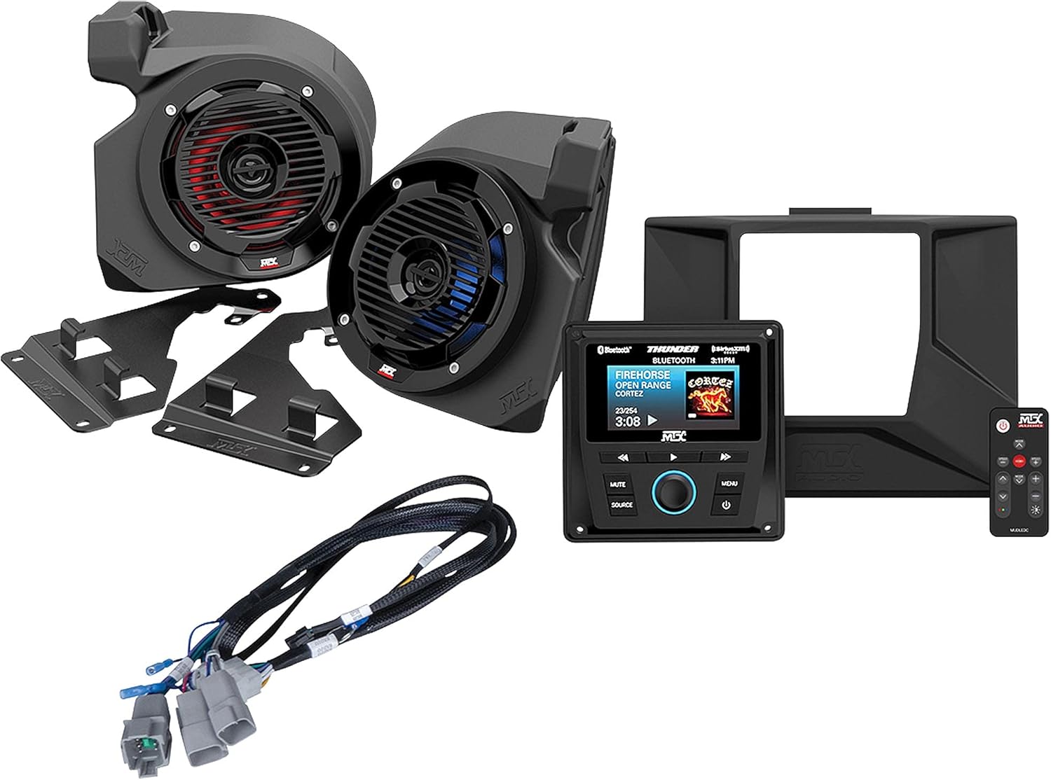 MTX RZR-14-THUNDER2 Bluetooth Radio+Kick Panel Speakers for Polaris RZR 1000/900